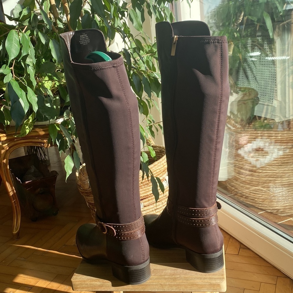 Bandolino Brown leather riding tall boots women size 7.5 - Picture 15 of 17